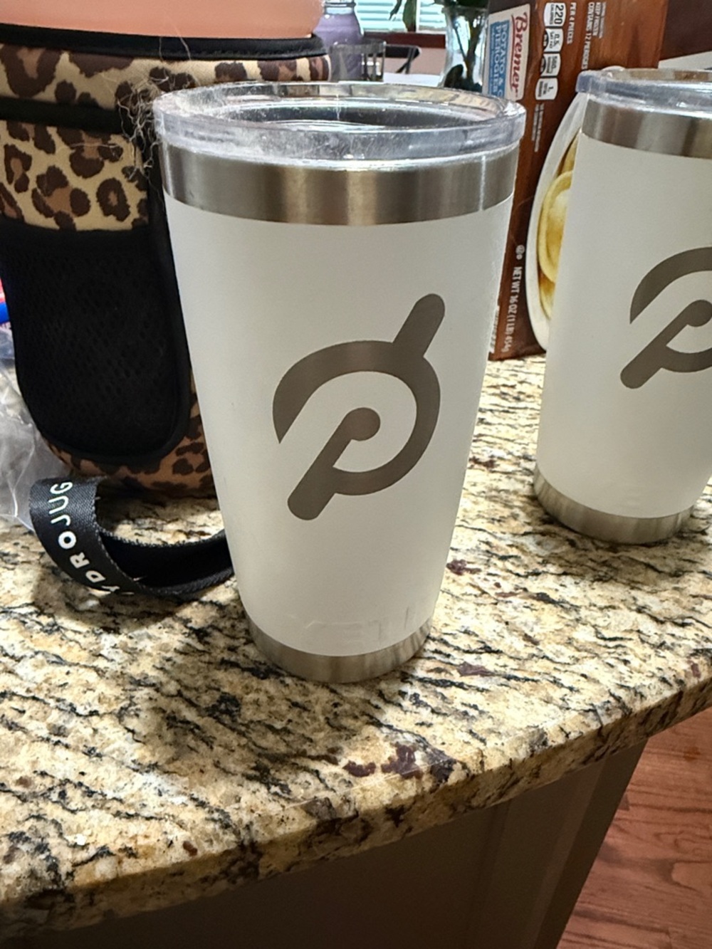 Peloton White and Silver Yeti Tumbler with Logo
